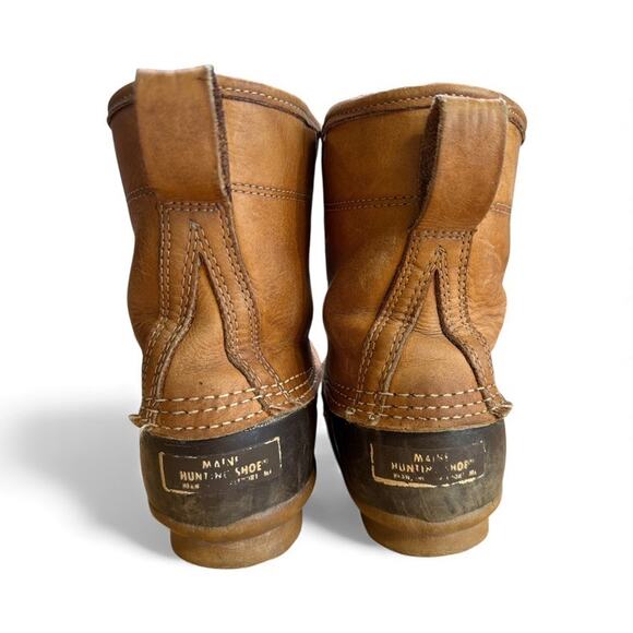 VTG LL Bean Maine Hunting Boots Leather Thinsulate Sz 7 Tan Gray Preppy Country - Picture 5 of 12